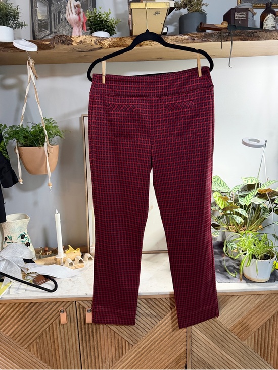 CAbi Pants - CAbi Burgundy Houndstooth Straight-Leg Pull-On Pants